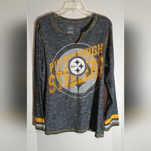 Pittsburgh Steelers Women's Majestic Brand Long Sleeve Tee - Black and Gold Size